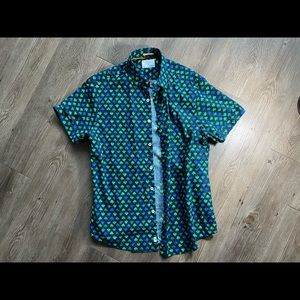 Short Sleeve Button-Up Shirt (Four Leaf Clovers)